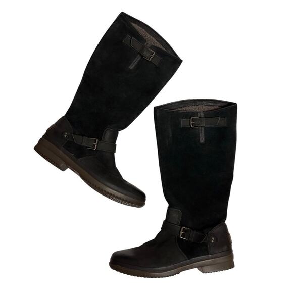 UGG WOMEN'S THOMSEN TALL BLACK WINTER BOOTS SIZE USA 8.5 NO BOX - Picture 1 of 5